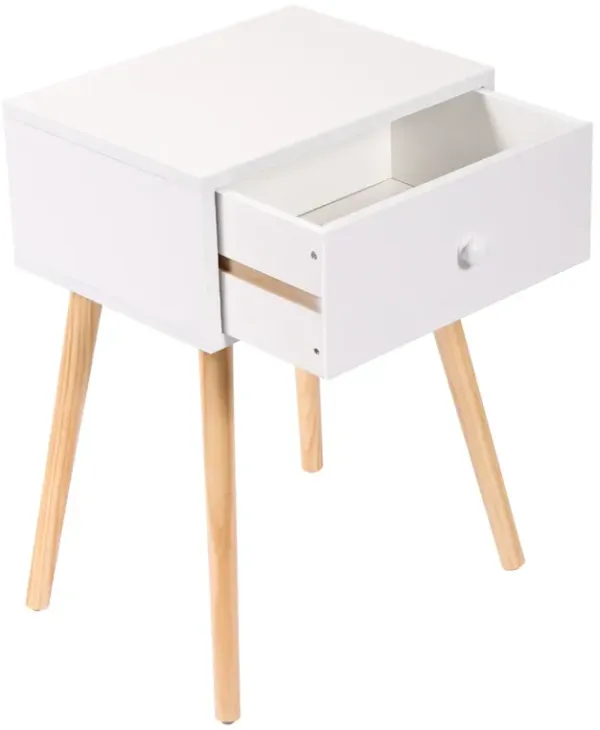 Streamdale Modern Wood Nightstand with Storage Drawer, White/Brown