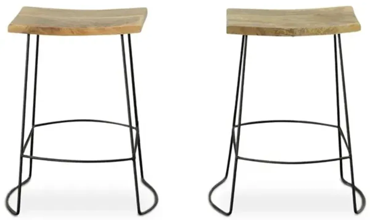 Carolina Living Reece 25 Saddle Seat Counter Stool - Set of 2 - Natural/Black