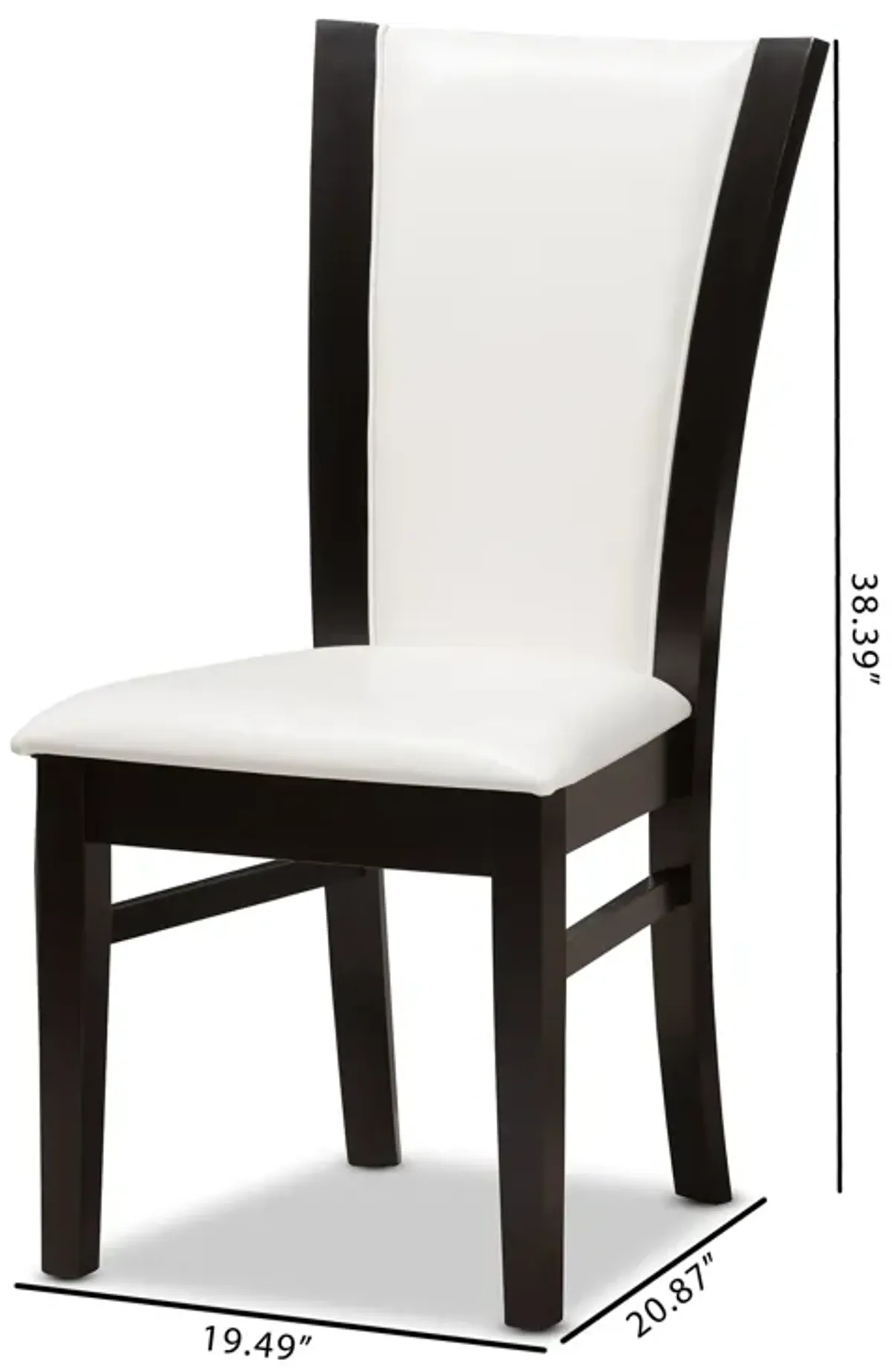 Set of 2 Baxton Studio Adley Modern Dark Brown Finished White Faux Leather Dining Chairs