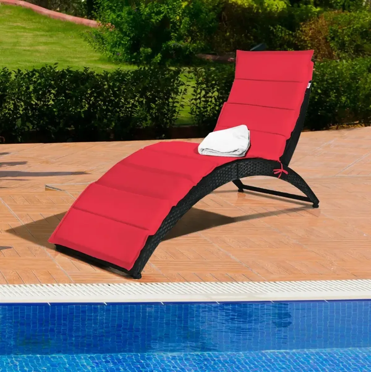 Foldable Patio Lounge Chair with Cushion for Backyard