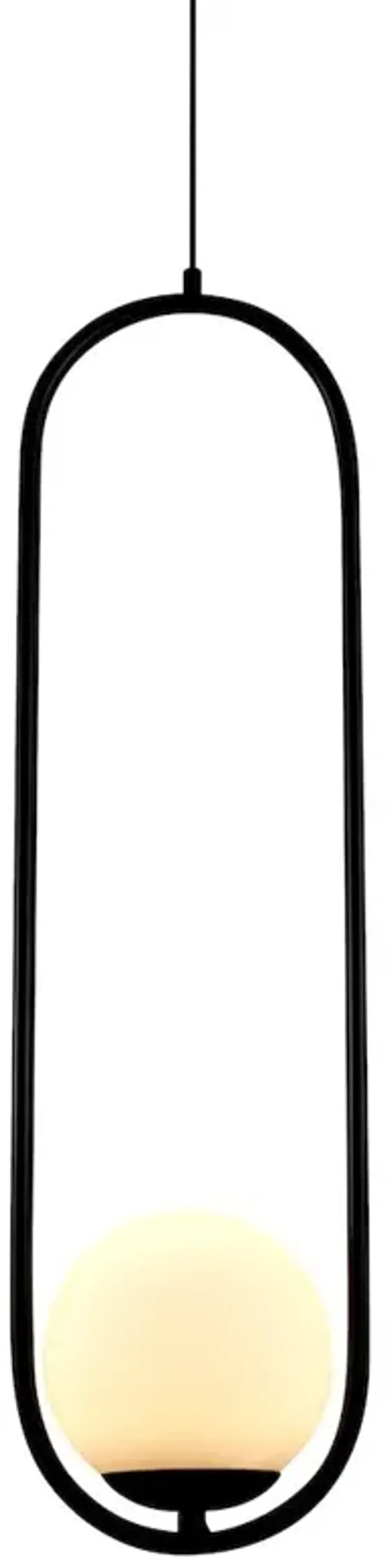 VONN Lighting Integrated LED Height Adjustable Pendant Light in Black with Glass Shade