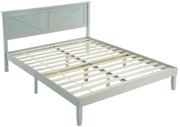 Solid Wood Platform Bed Frame with Sturdy Headboard for Bedroom Comfort