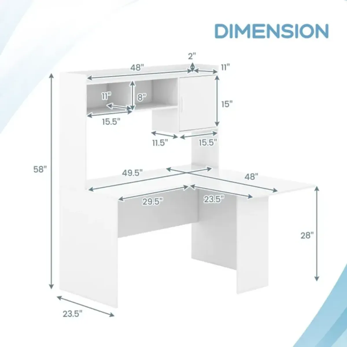 Hivvago L-Shaped Desk Corner Computer Desk with Open Storage Hutch and Cabinet