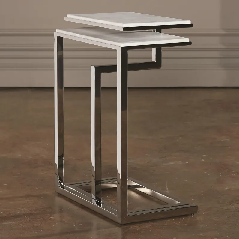 Set of 2 C-Nesting Tables in silver