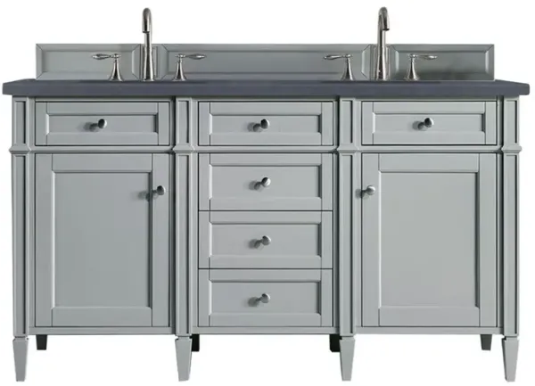James Martin Vanities Brittany 60 Urban Gray Double Vanity w/ 3 CM Charcoal Soapstone Quartz Top