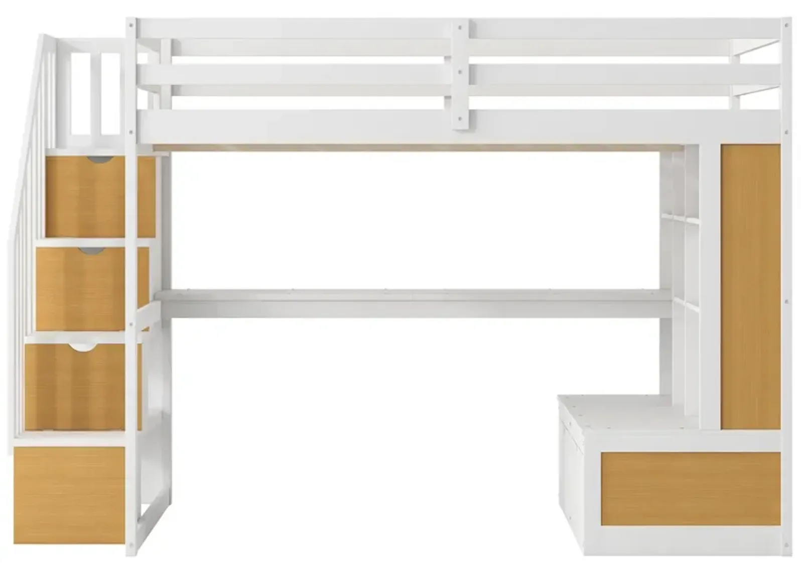 Merax Loft Bed with Desk and Storage Staircase