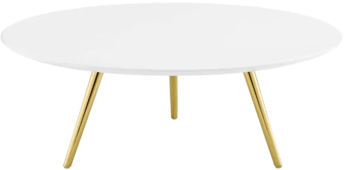 Modway Lippa 40" Mid-Century Modern Round Coffee Table with Tripod Base in Gold White