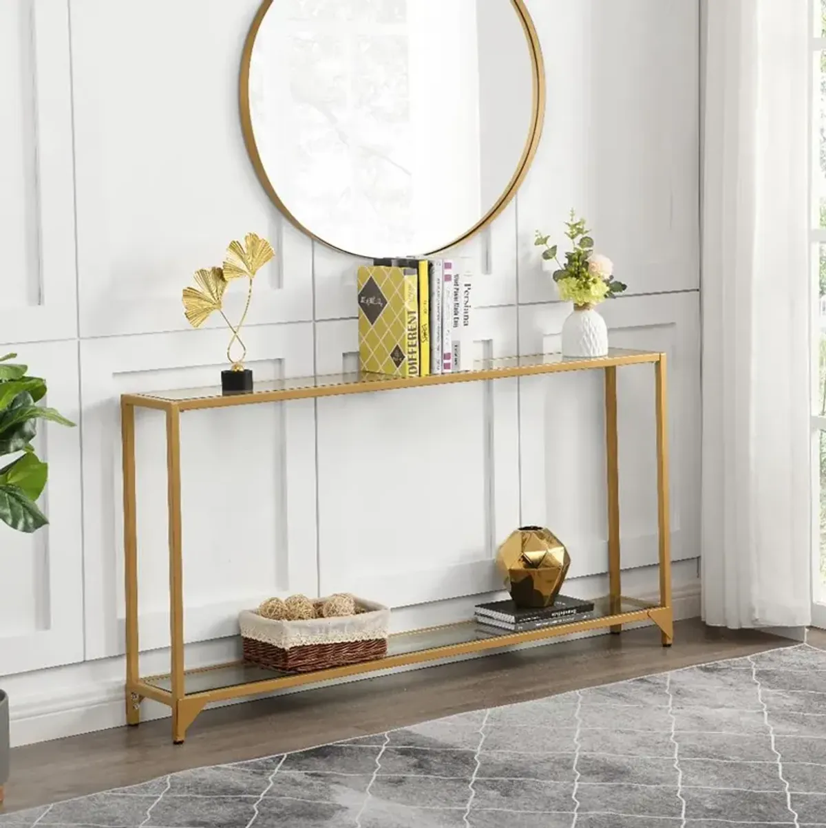 Carolina Living Graydon Slim Console Table - Gold