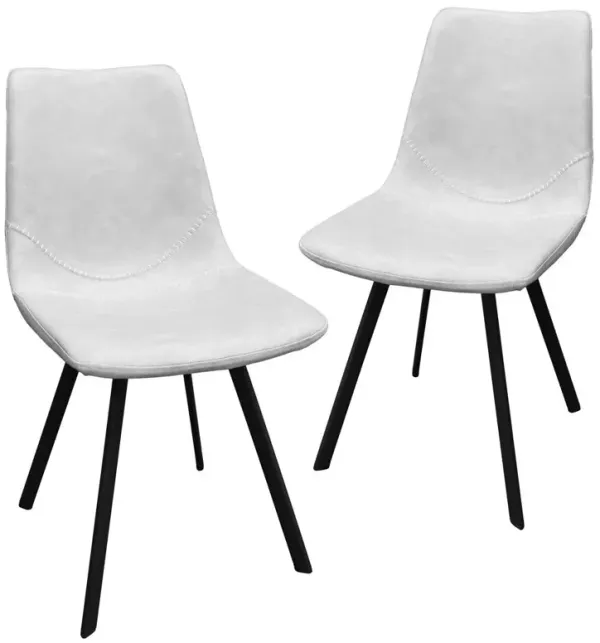 LeisureMod Markley Modern Leather Dining Chair With Metal Legs Set of 2