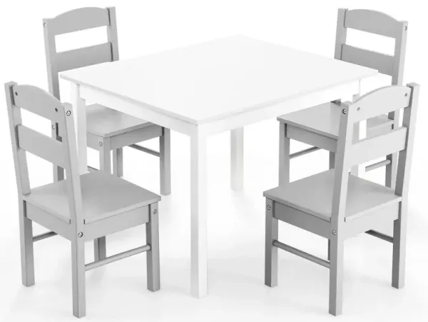 5 pcs Kids Pine Wood Table Chair Set