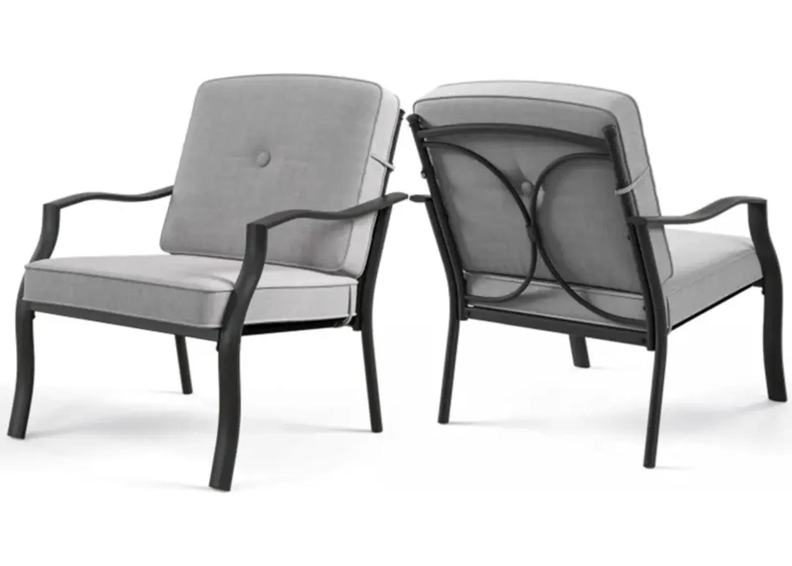 Hivvago 2 Piece Patio Metal Chairs with Seat and Back Cushions