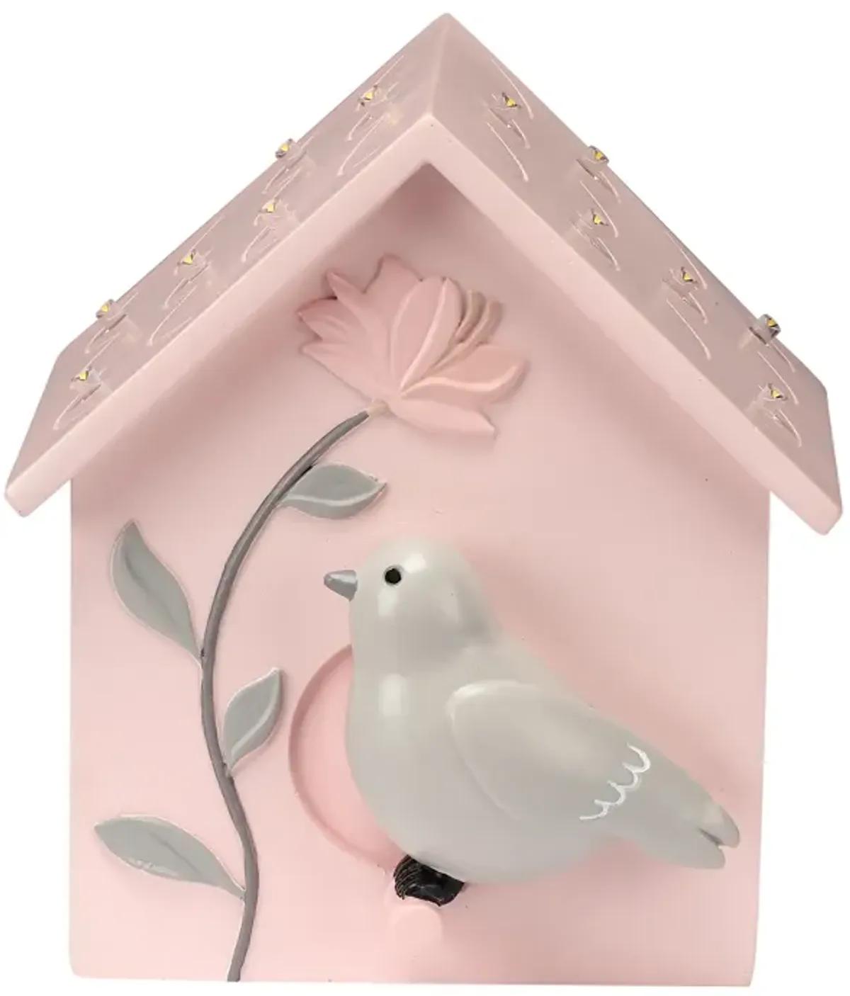 Lambs & Ivy Petals Pink/Gray Birdhouse Table Top Night Light LED Lamp