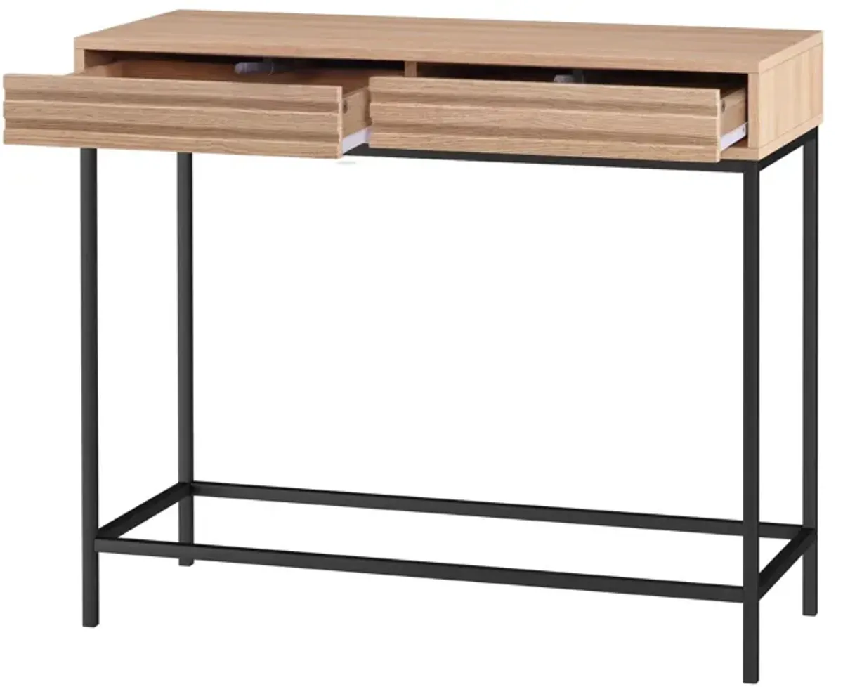 Jarrel 2 Drawer Console Table with Black Metal Legs