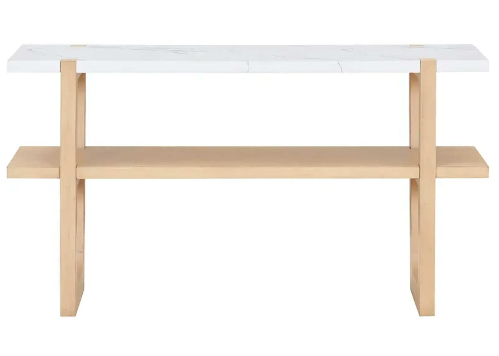 Merax Retro Elegant Console Table with Marble-Effect Top