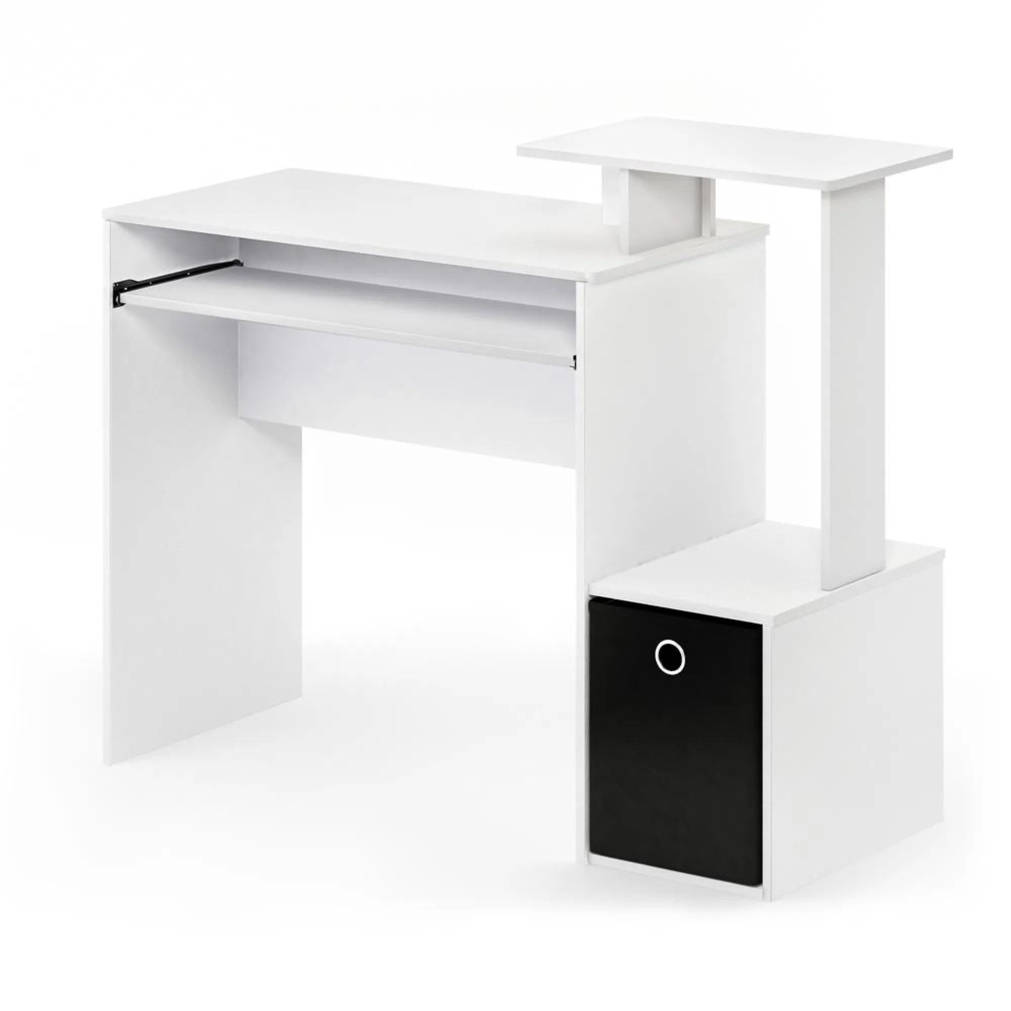 Furinno Furinno Econ Multipurpose Home Office Computer Writing Desk w/Bin, White/Black, 12095WH/BK