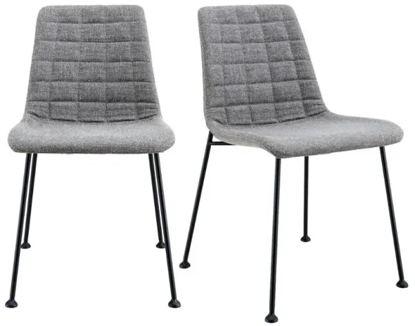 Hivvago Set of Two Gray And Black Upholstered Fabric Dining Side Chairs