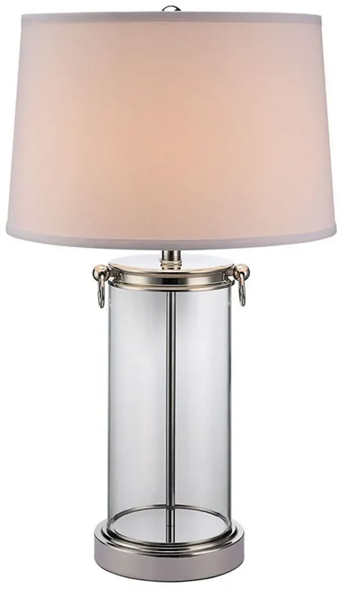 Axie 28 Inch Table Lamp, Glass Stand, Empire Shade, Metal, Nickel Finish-Benzara