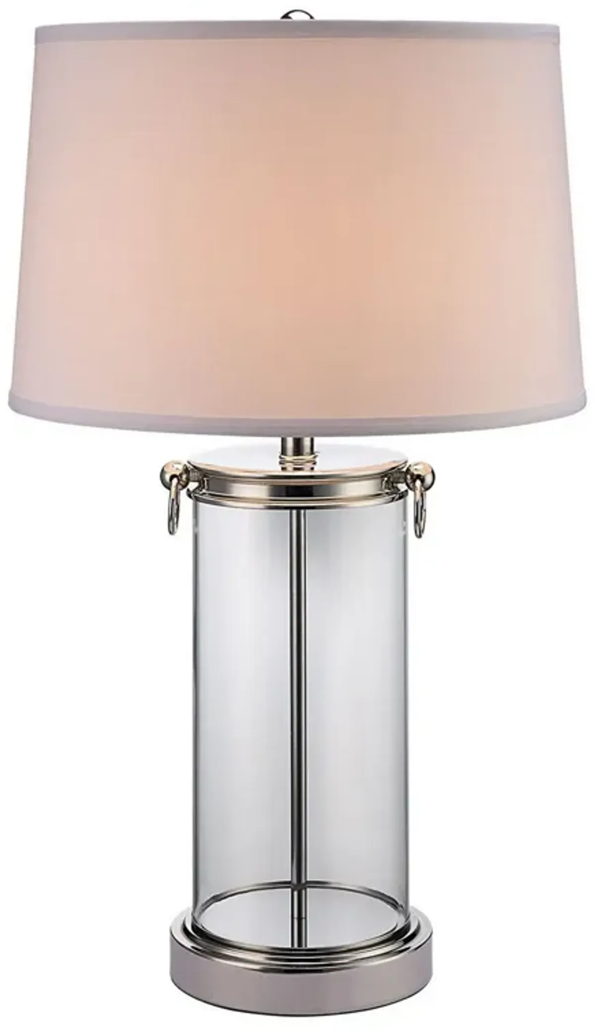 Axie 28 Inch Table Lamp, Glass Stand, Empire Shade, Metal, Nickel Finish-Benzara