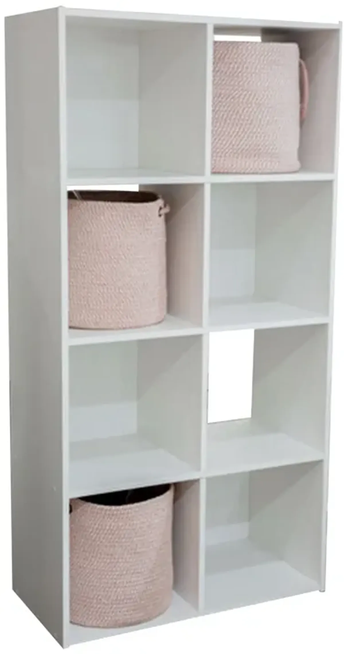 Lizy 47 Inch Tall Bookcase Organizer, 8 Cube Style Storage, White Finish-Benzara