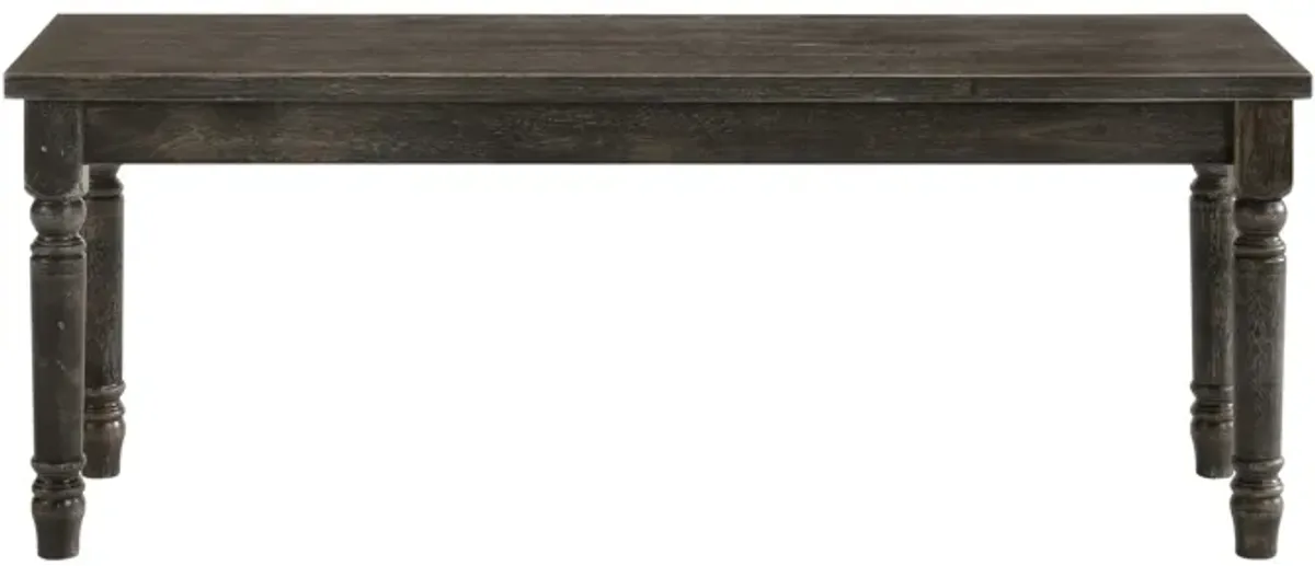 Transitional Style Rectangular Wooden Bench with Turned Legs, Bench-Benzara