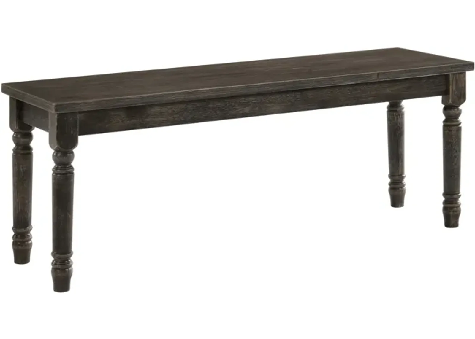 Transitional Style Rectangular Wooden Bench with Turned Legs, Bench-Benzara