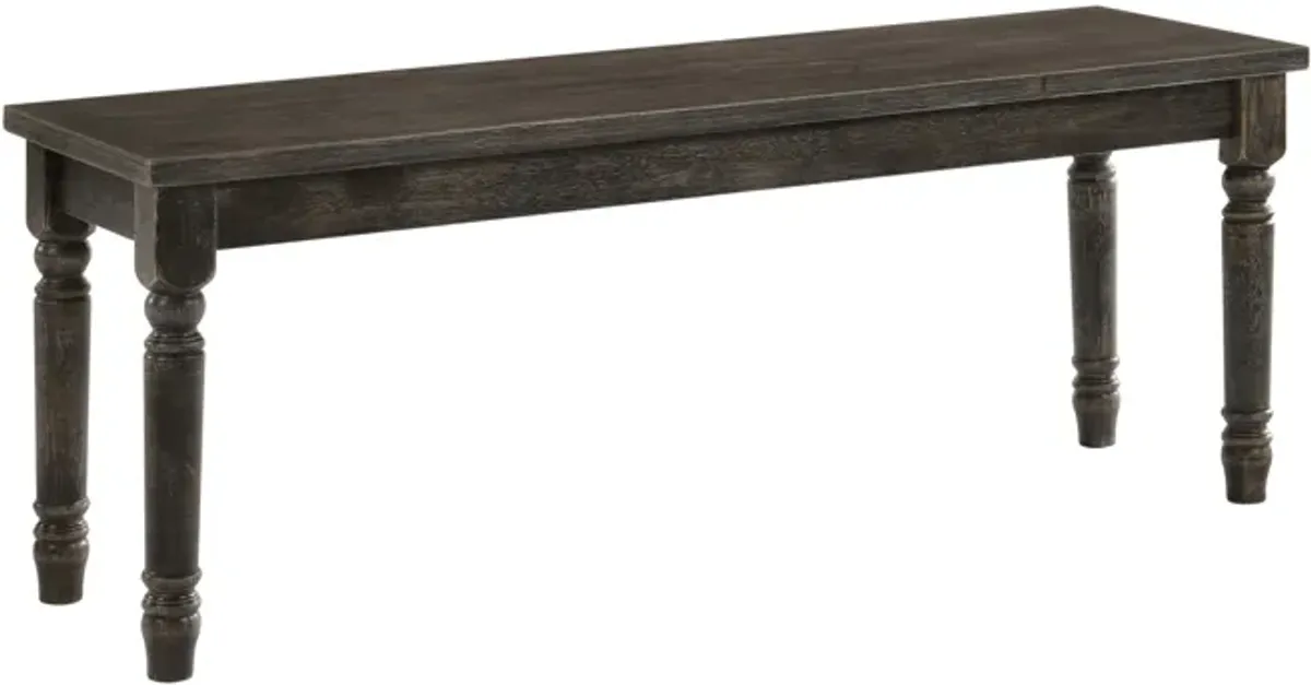 Transitional Style Rectangular Wooden Bench with Turned Legs, Bench-Benzara