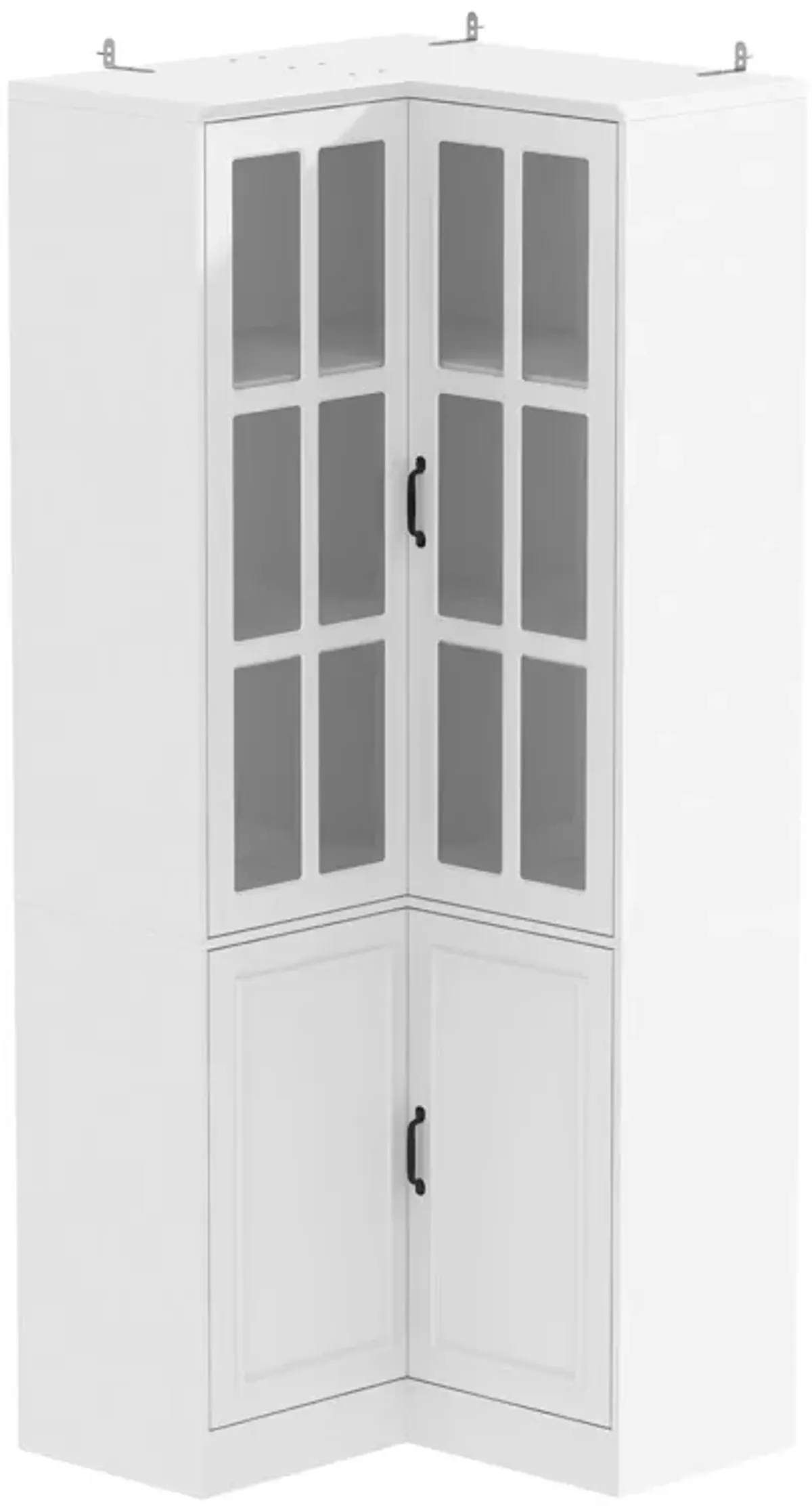 FUFU&GAGA White Mdf 5-Shelf Corner Bookcase with Doors (31.5-in W x 78.9-in H x 31.5-in D), White