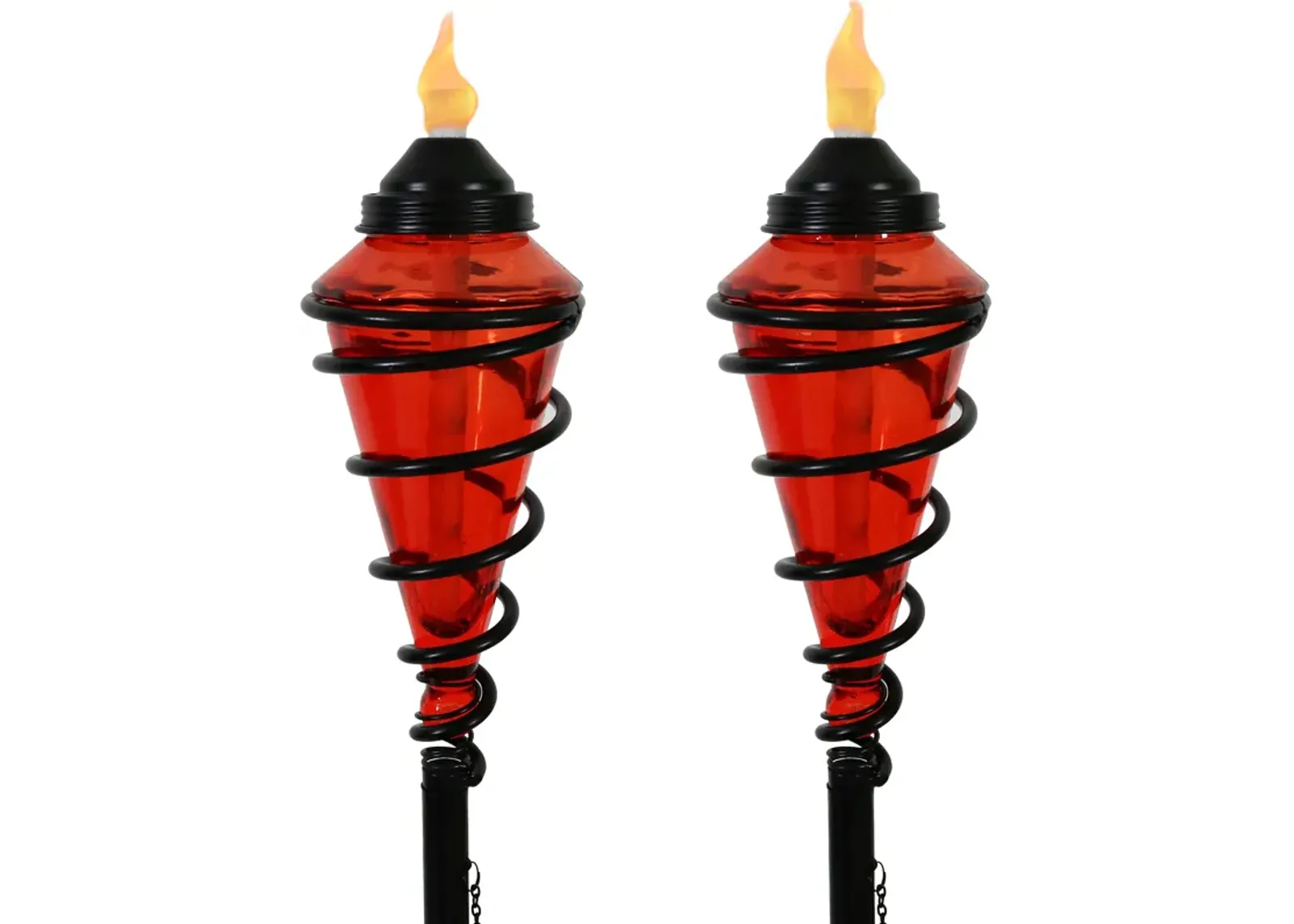 Sunnydaze Set of 2 2-in-1 Swirling Metal Glass Lawn Torches