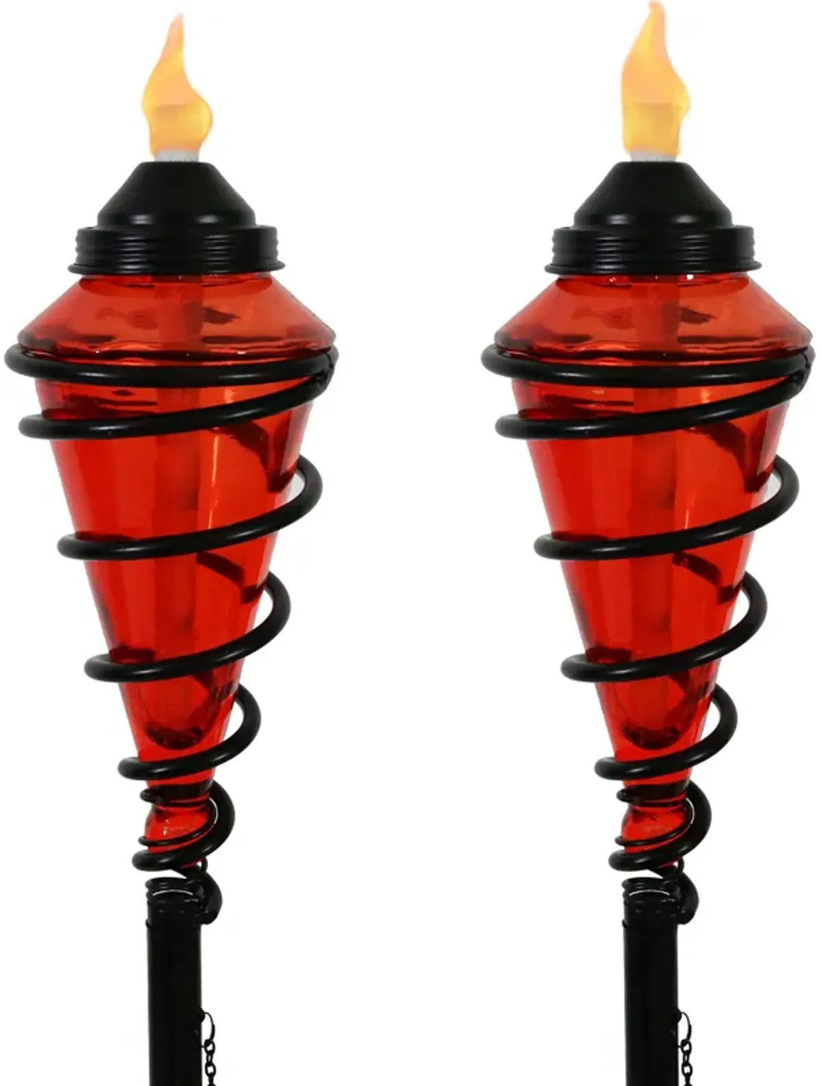 Sunnydaze Set of 2 2-in-1 Swirling Metal Glass Lawn Torches