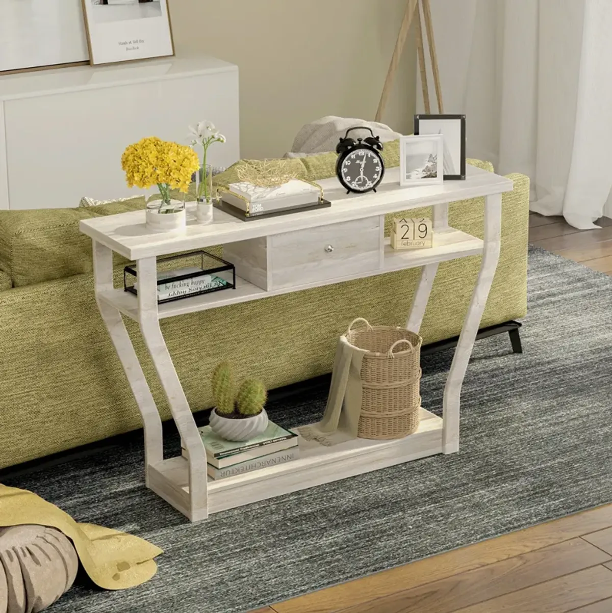 Modern Sofa Accent Table with Drawer