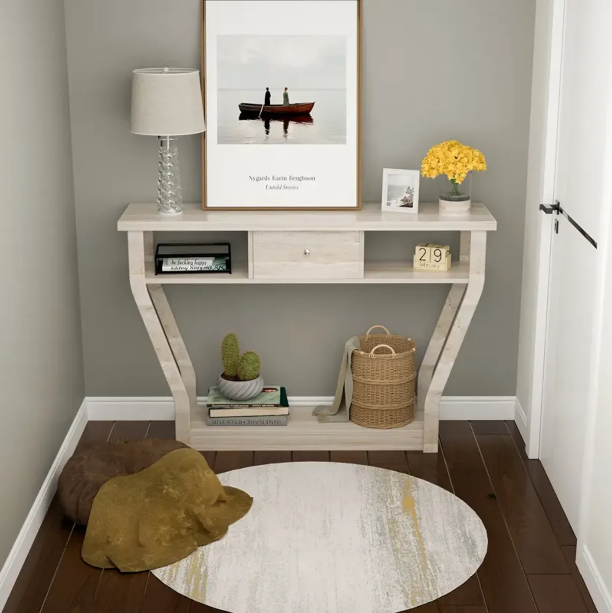 Modern Sofa Accent Table with Drawer