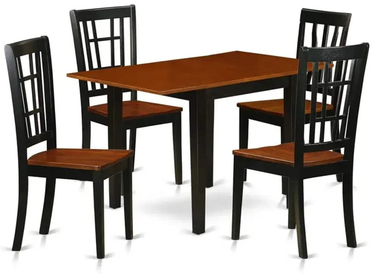 Dining Room Set Black & Cherry, NDNI5-BCH-W