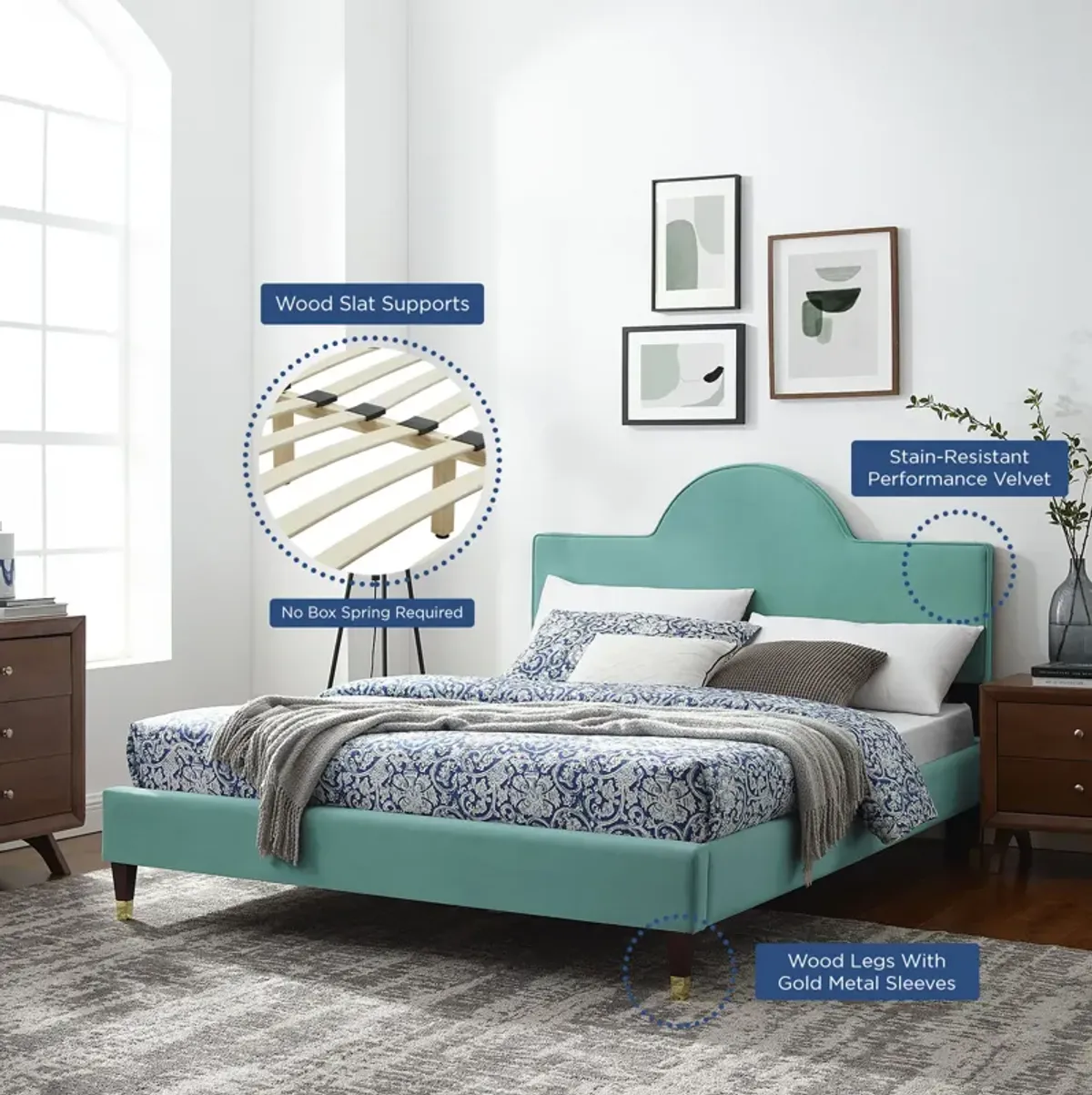 Modway - Aurora Performance Velvet Full Bed