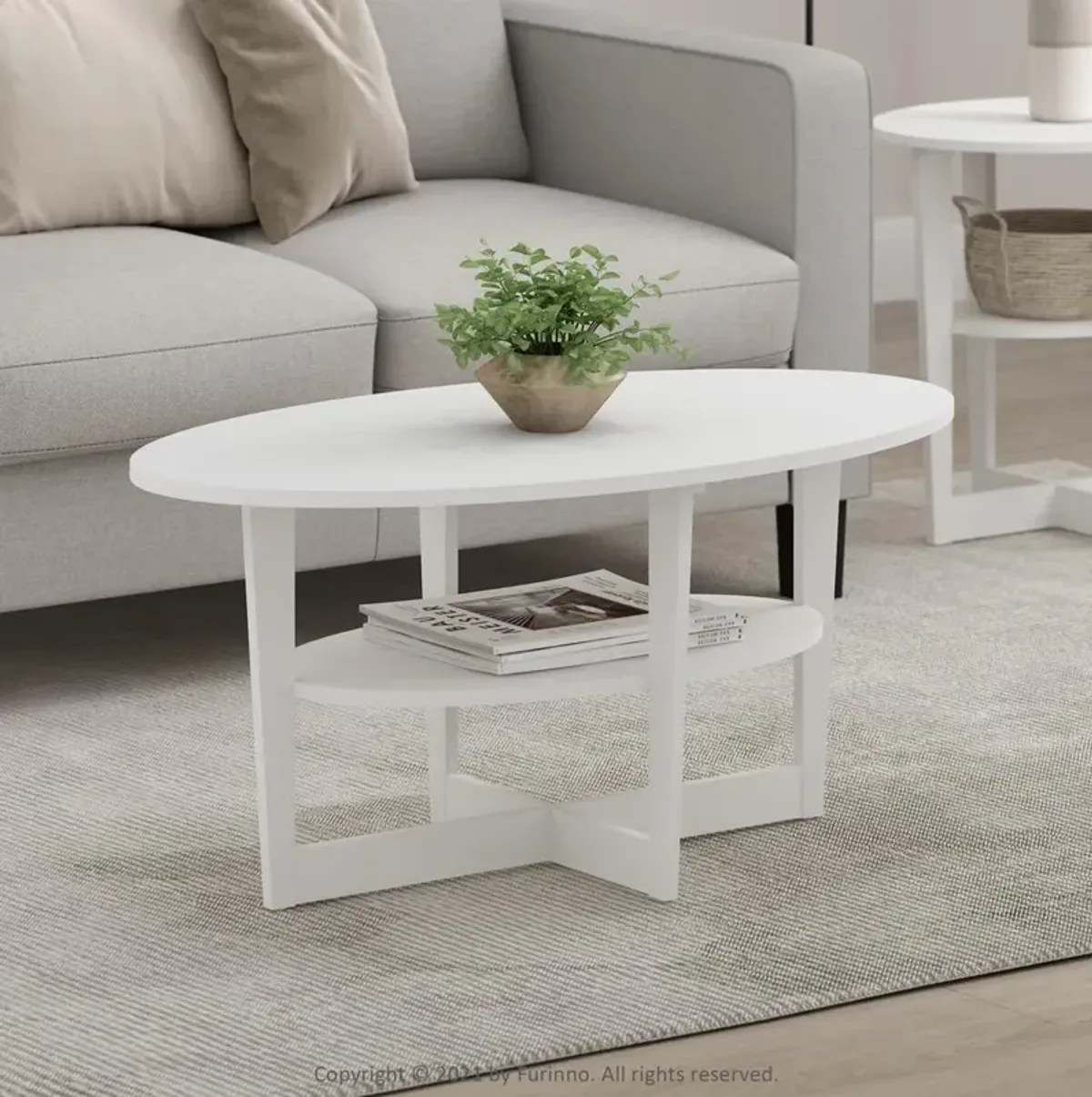 JAYA Oval Coffee Table, White