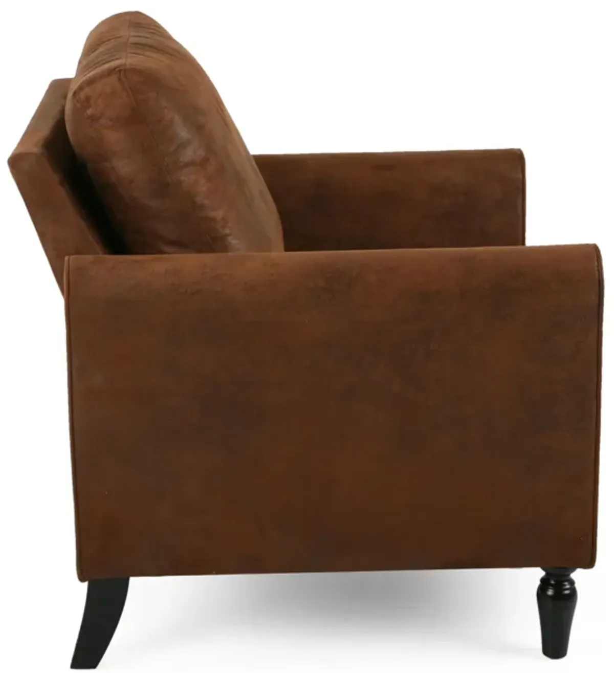 Ada Accent Chair, Plush Pillow Back, Textured Brown Microfiber Design -Benzara