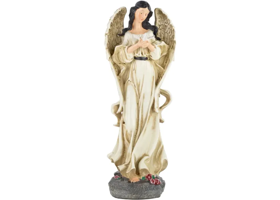 13" Peace and Love Angel with Dove Outdoor Garden Statue