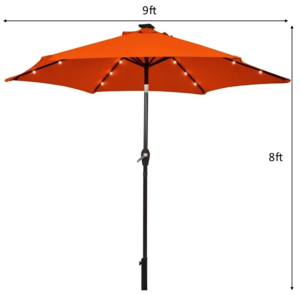 Hivvago 9 Feet Solar LED Lighted Patio Market Umbrella with Tilt Adjustment without Base