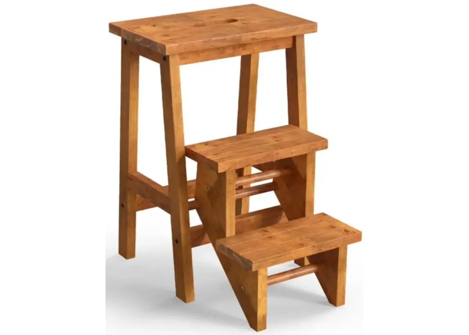 Hivvago 3-in-1 Rubber Wood Step Stool with Convenient Handle