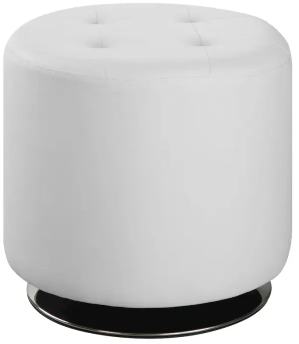 Bowman Round Upholstered Tufted Swivel Ottoman White