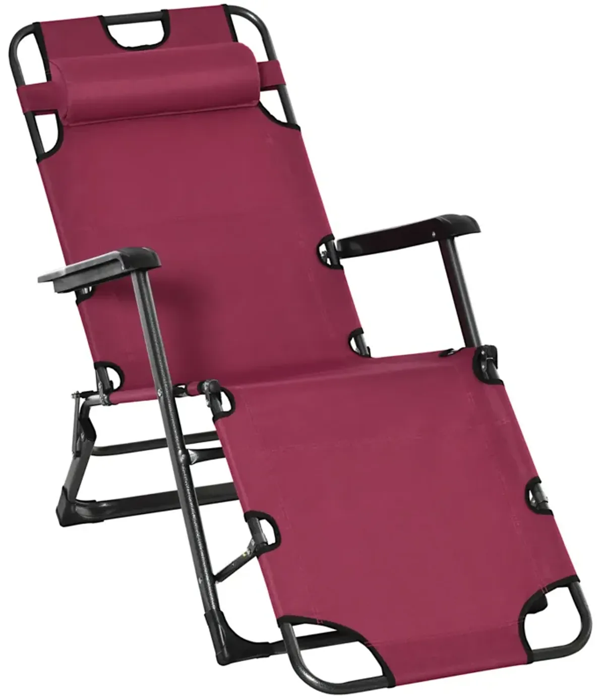 Red Outdoor Lounger: 2-in-1 Folding Sun Chair with Adjustable Footrest