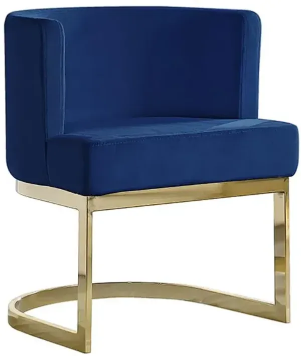 Navy Blue Velvet Side Chair with Gold, Chrome Base - Single