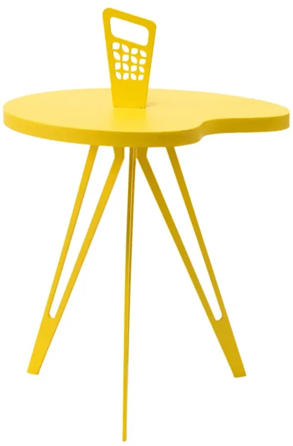 Genie Mod Shaped Metal Side Table (taller kidney)-lemon