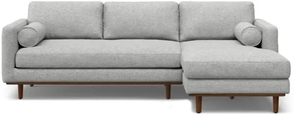 Morrison Mid Century Right Sectional 102 inch Wide Sofa Sectional in Mist Grey Tightly Woven Performance Fabric