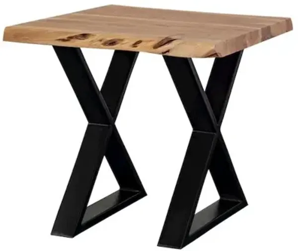 Porter Designs Manzanita Live Edge Solid Acacia Wood End Table, Natural
