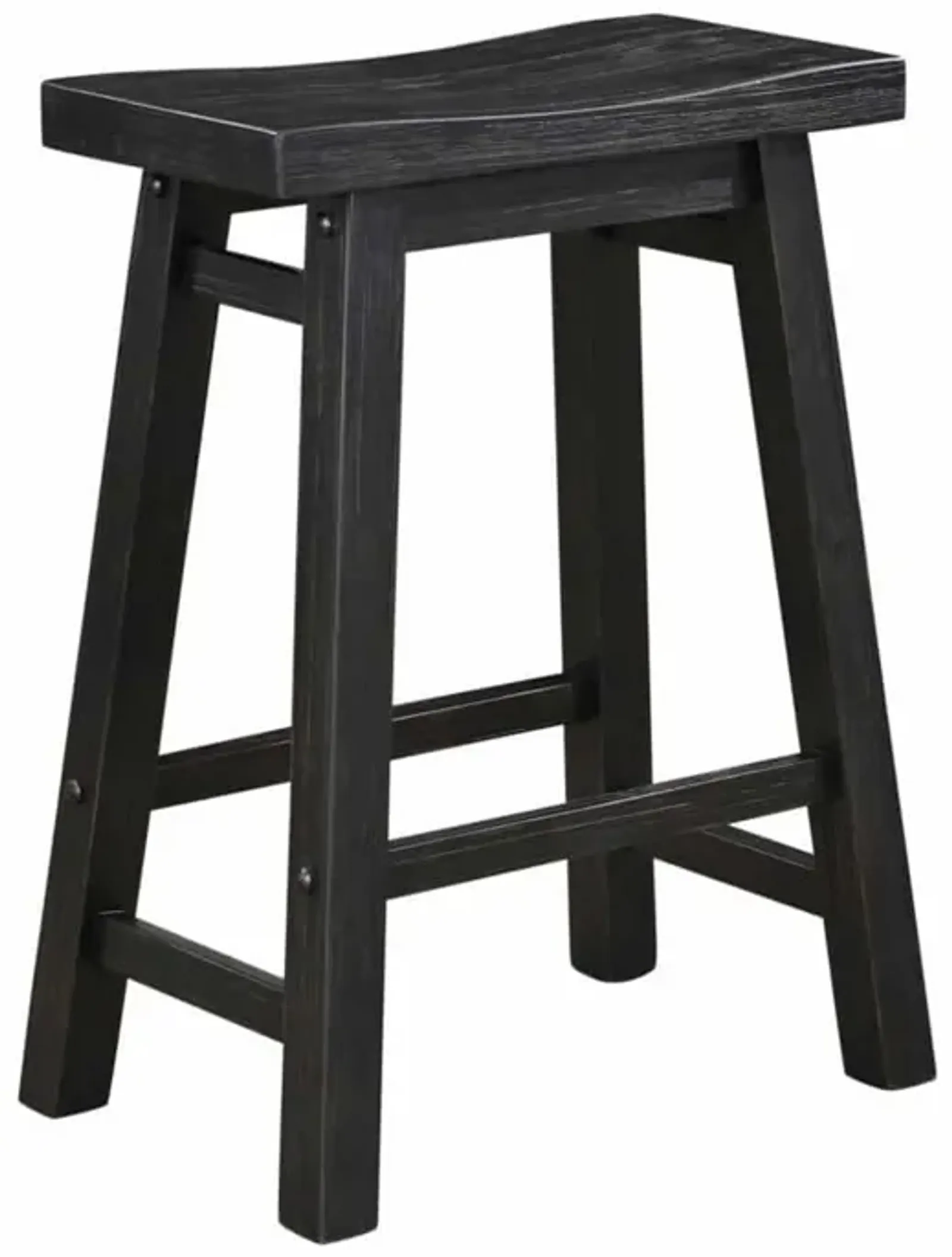 26-36 Inch Swivel Barstool Chair Set of 2, Adjustable, Black Faux Leather - Benzara