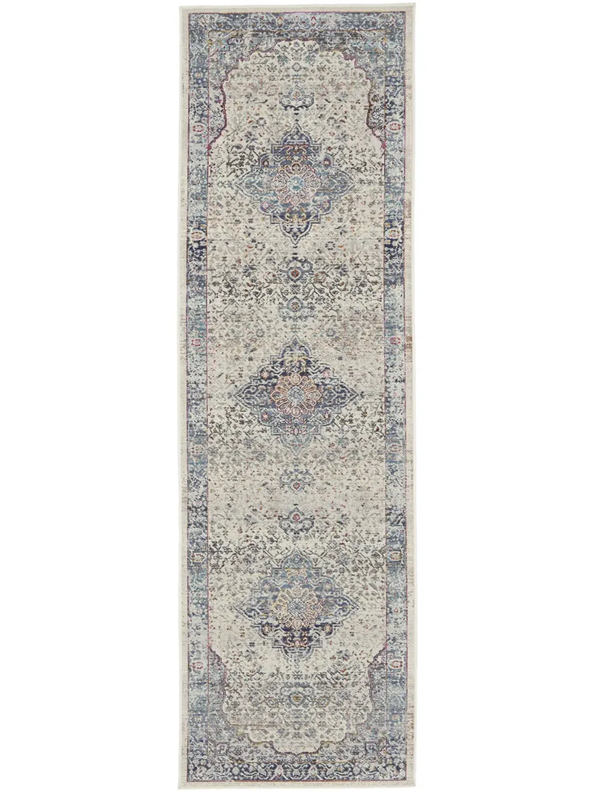 Vintage Kashan VKA07 Ivory/Blue 2'4" x 8' Rug