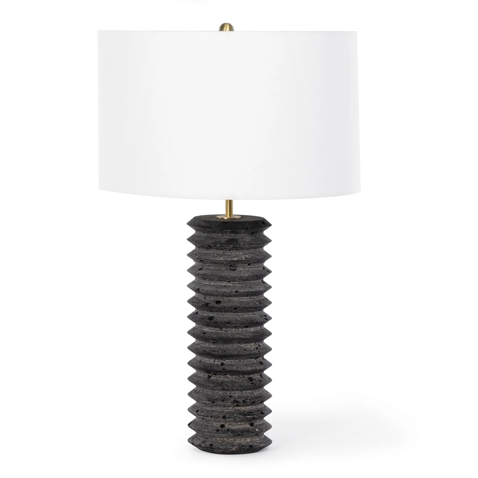 Noir Column Travertine Lamp