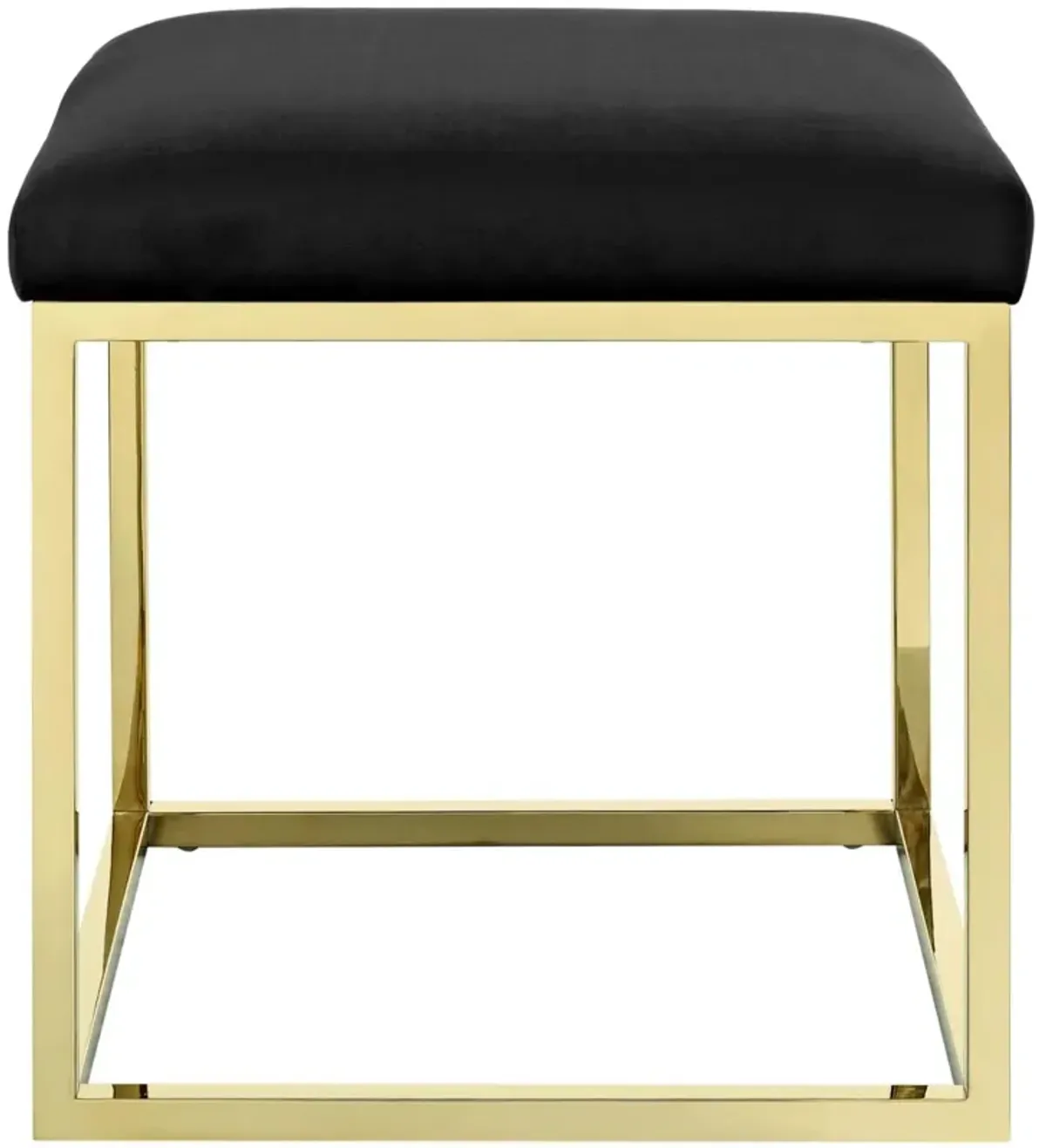 Modway Anticipate Velvet Upholstered Modern Ottoman With Stainless Steel Frame in Gold Black