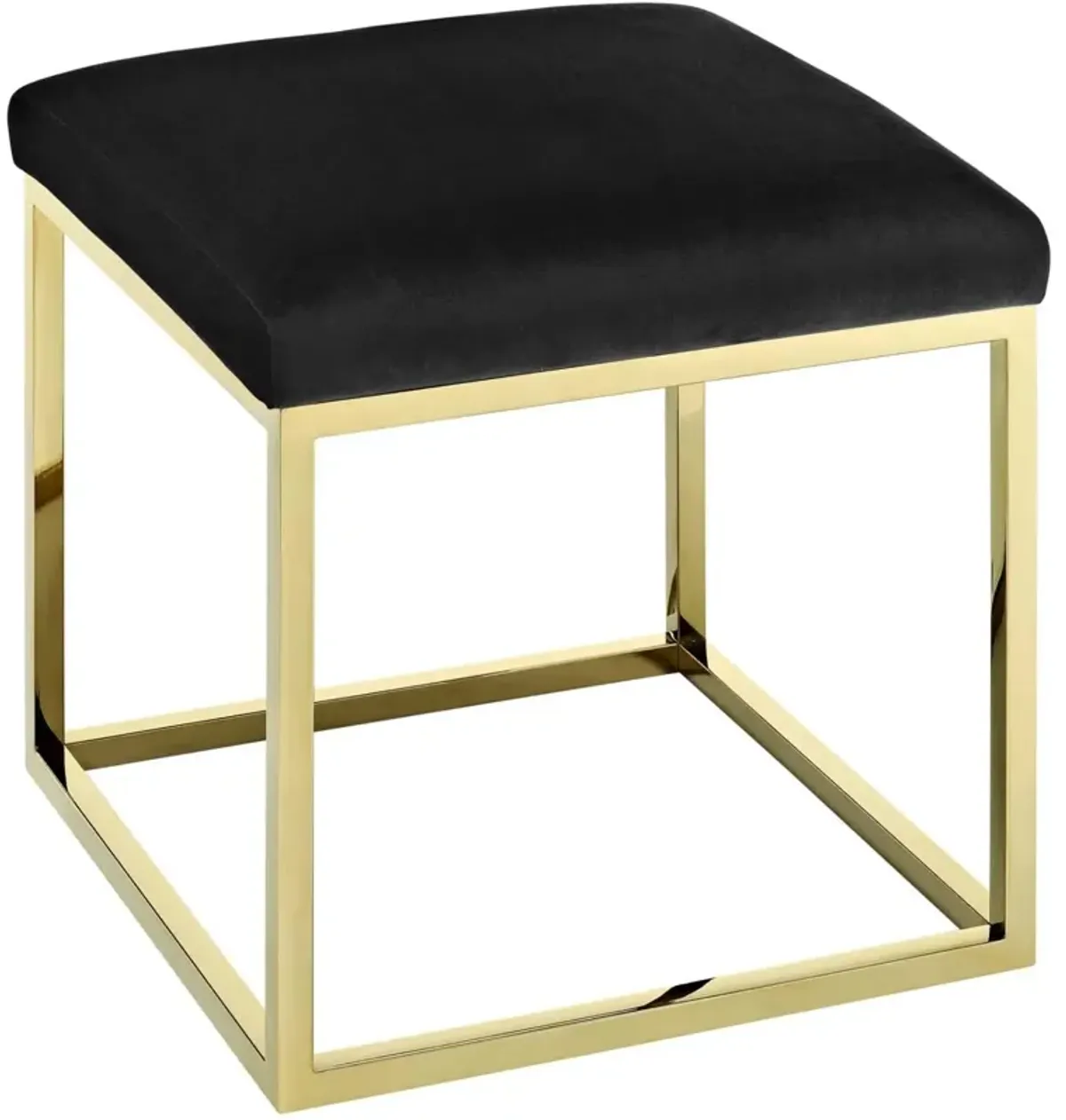 Modway Anticipate Velvet Upholstered Modern Ottoman With Stainless Steel Frame in Gold Black