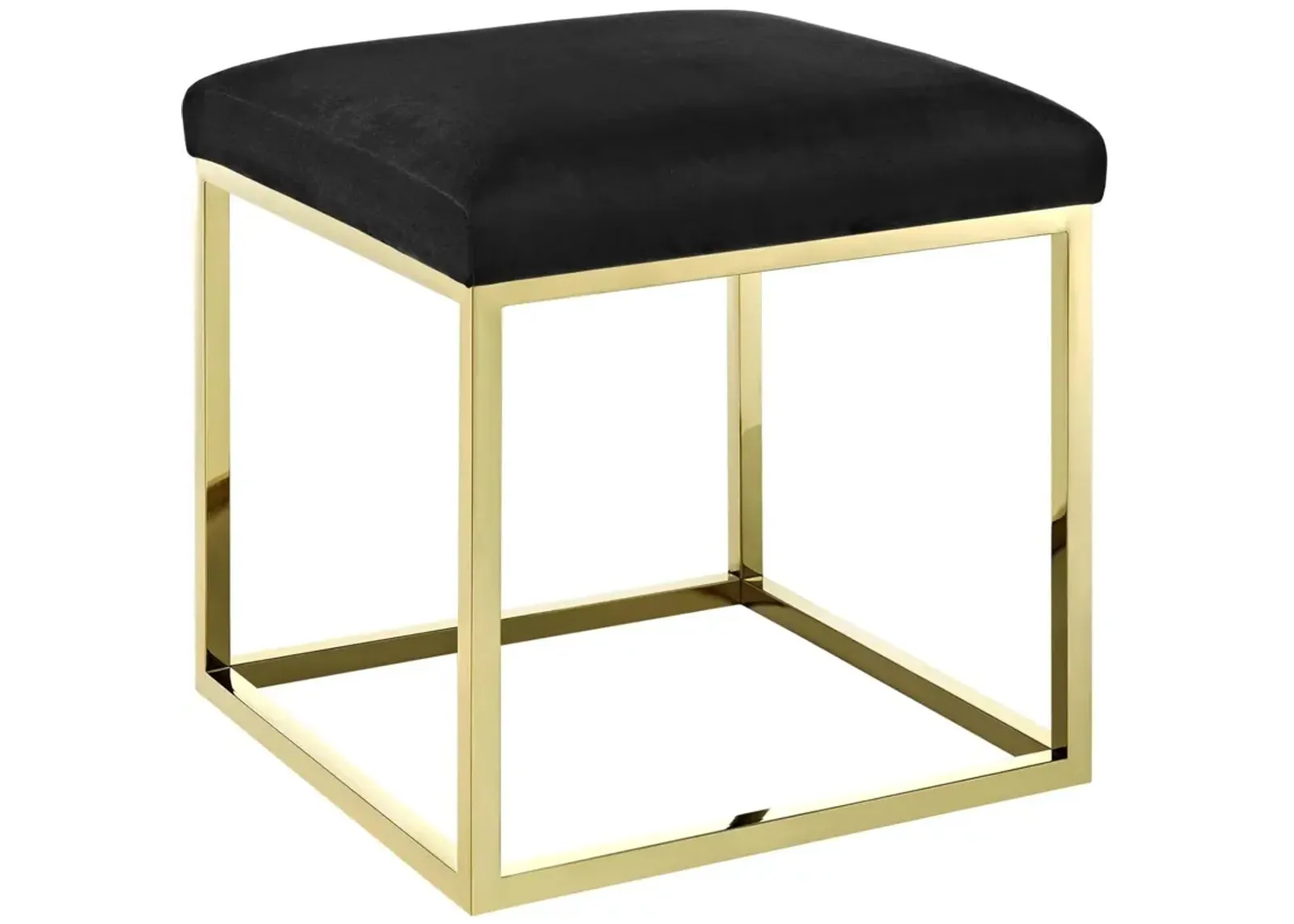 Modway Anticipate Velvet Upholstered Modern Ottoman With Stainless Steel Frame in Gold Black